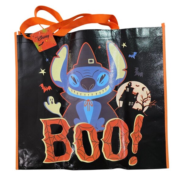 Disney Halloween Stitch "Boo!" Reusable Tote Bag 19.5"x17.5"x7.25" Orange Handle - Picture 3 of 4